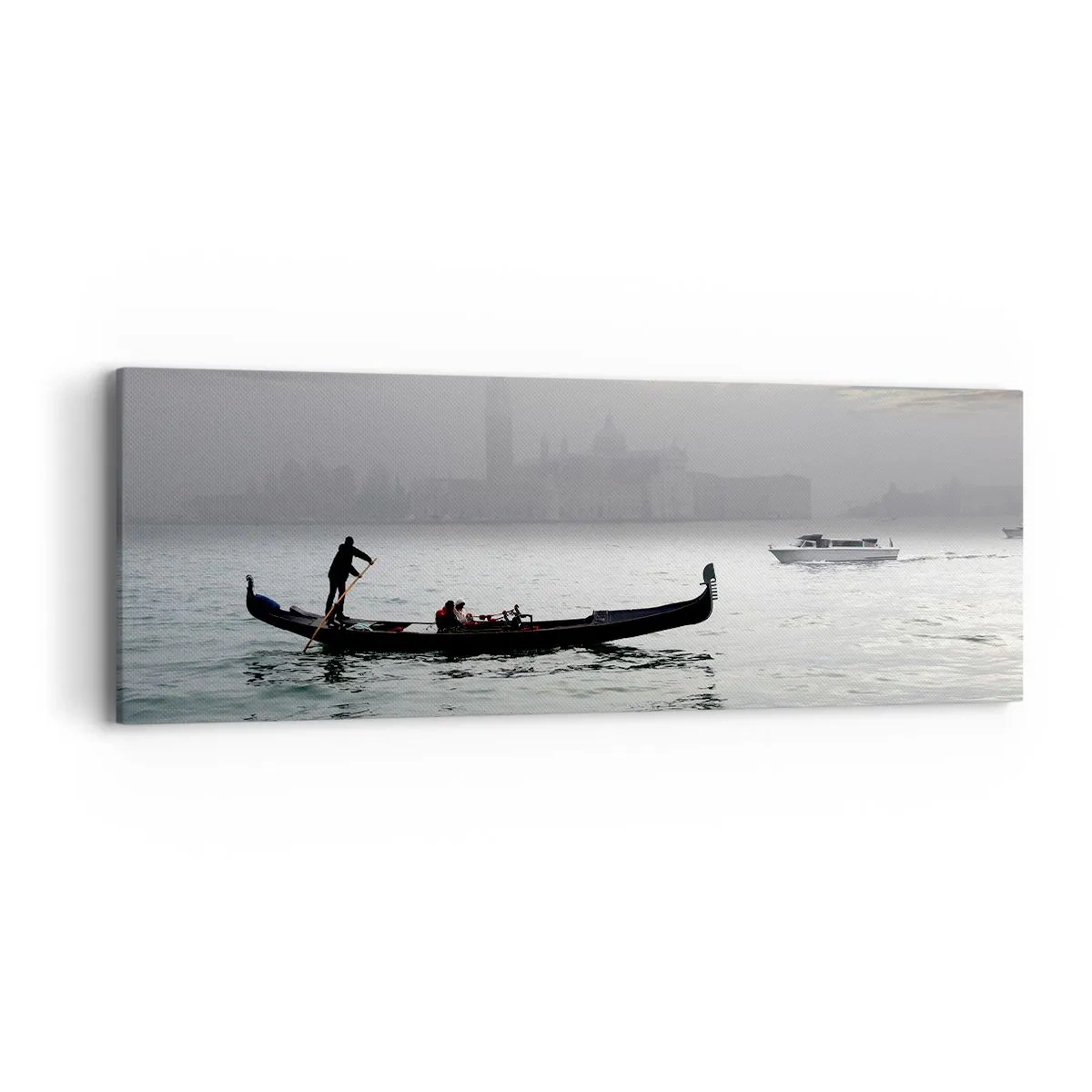 Bild auf Leinwand - Leinwandbild - Eine fabelhafte Stadt aus Wasser und Nebel - 90x30 cm