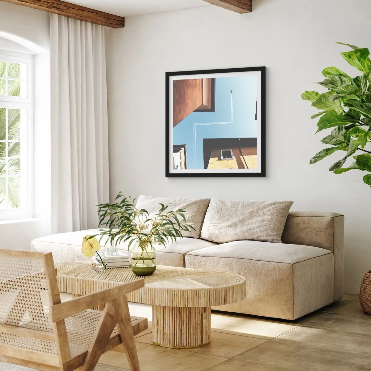 Poster in einem schwarzem Rahmen - Über dem Stadtlabyrinth - 60x60 cm