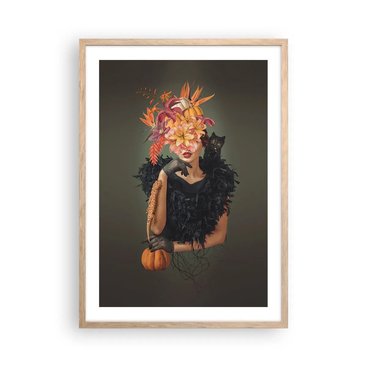 Poster in einem Rahmen aus heller Eiche - Der Zauber einer Hexe - 50x70 cm