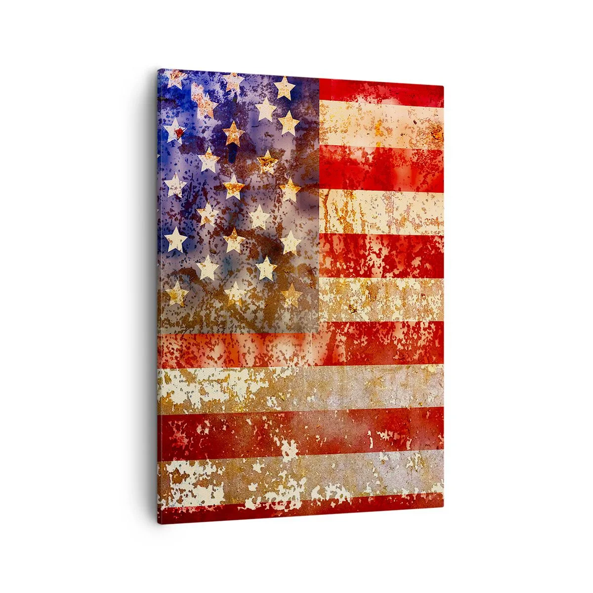 Bild auf Leinwand - Leinwandbild - Stilisierte US-Flagge mit gealtertem Effekt - 50x70cm - Ruhm verblasst nicht - Moderne Wanddekoration für Wohnzimmer und Schlafzimmer ARTTOR