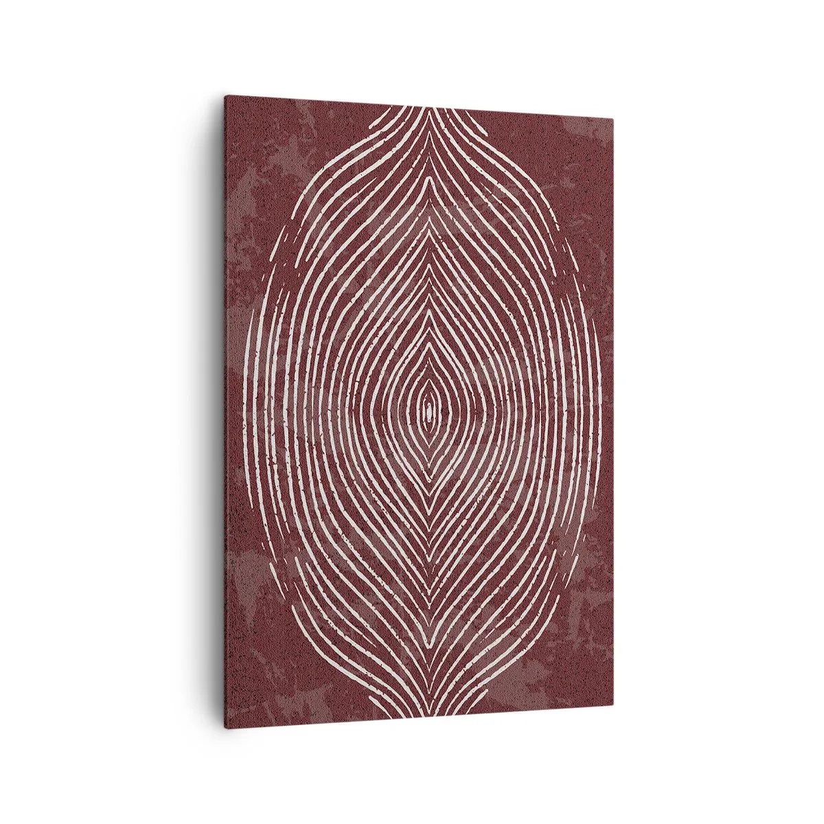 Bild auf Leinwand - Leinwandbild - Symmetrische Wellen in weißen Linien auf braunem Hintergrund - 70x100cm - Der Raum spricht - Moderne Wanddekoration für Wohnzimmer und Schlafzimmer ARTTOR