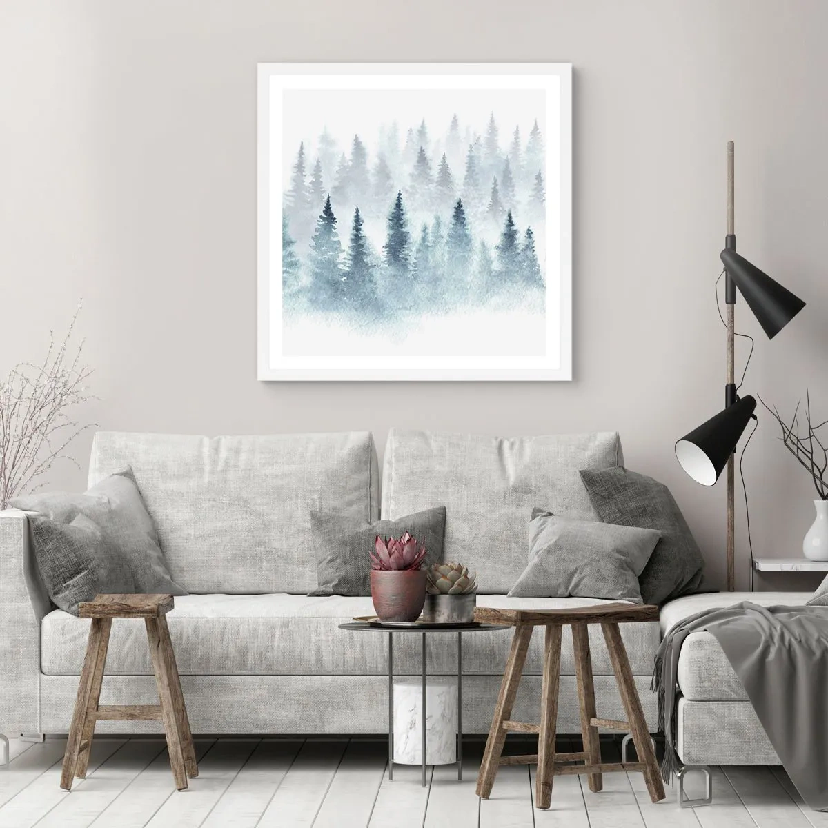 Poster in einem weißen Rahmen - In Nebel gehüllt - 30x30 cm