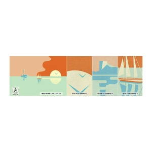 Fototapeten Muster Premium Canvas - Die perfekte Meereslandschaft - Abstraktion, Segelschiff, Laterne - 100x30 cm