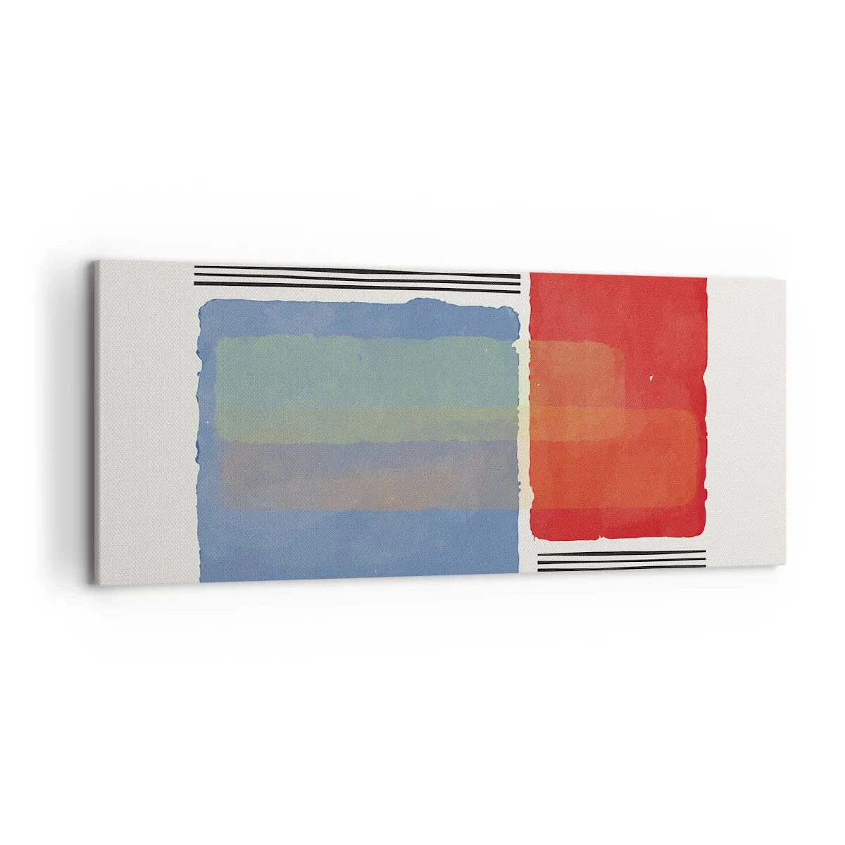 Bild auf Leinwand - Leinwandbild - Geometrische Komposition mit farbigen Blöcken und Linien - 120x50cm - Der Geist und der Buchstabe der Geometrie - Moderne Wanddekoration für Wohnzimmer und Schlafzimmer ARTTOR