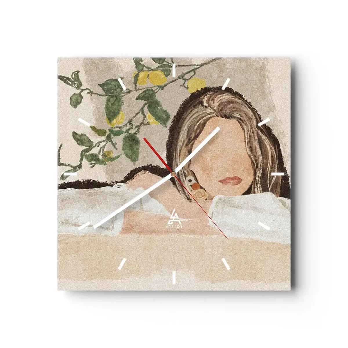 Wanduhr - Glasuhr - Südländische Schönheit - 40x40 cm