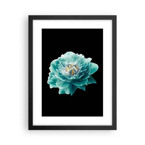 Poster in einem schwarzem Rahmen - Blaue und goldene Blütenblätter - 30x40 cm