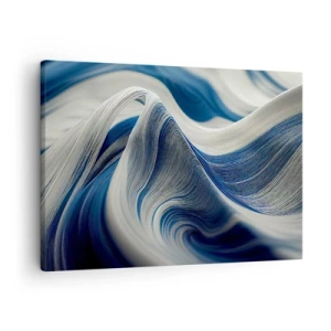 Bild auf Leinwand - Leinwandbild - Abstrakte Wellen in Blau- und Weißtönen - 70x50cm - Fließfähigkeit von Blau und Weiß - Moderne Wanddekoration für Wohnzimmer und Schlafzimmer ARTTOR