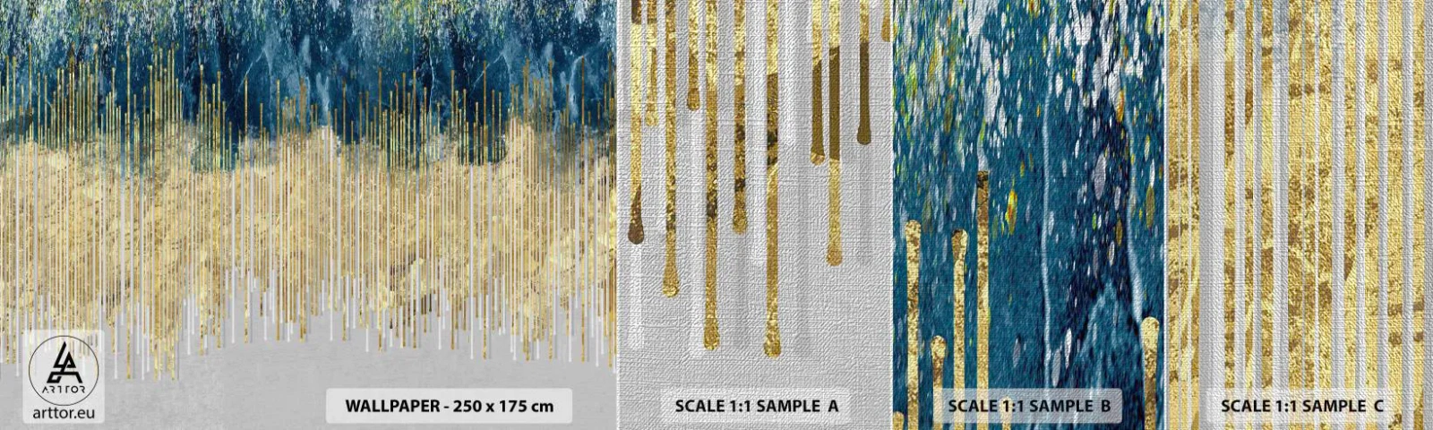 Fototapeten Muster Premium Canvas - Vergoldete Grenze - Stück, Art Deco, Zeitgenössisch - 100x30 cm