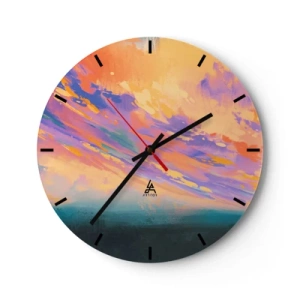Wanduhr - Glasuhr - Abstrakter Sonnenuntergang in Pastellfarben - 30x30cm - Die Anziehungskraft - Moderne Wanddekoration für Wohnzimmer, Küche und Schlafzimmer ARTTOR