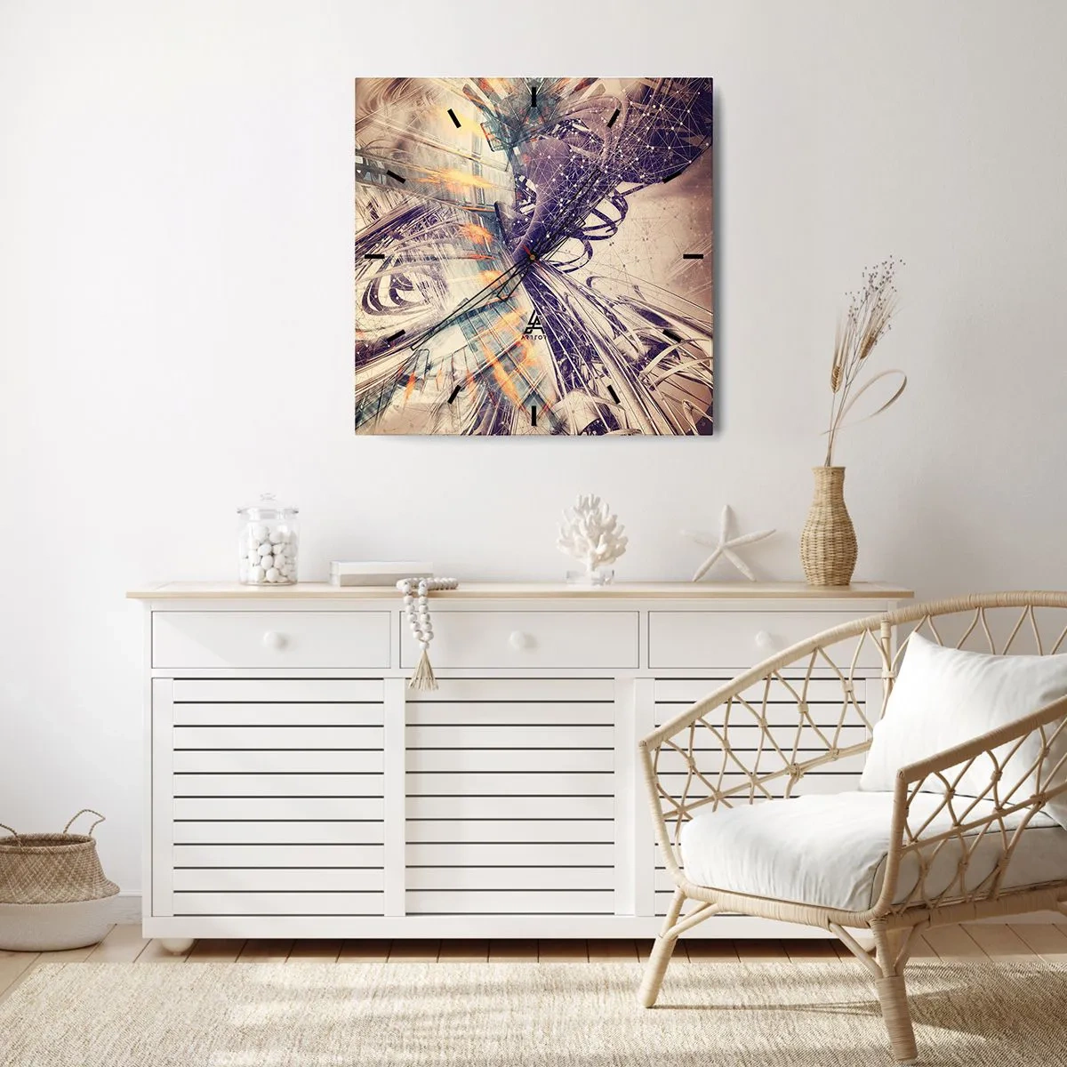 Wanduhr - Glasuhr - In großer Eile - 30x30 cm