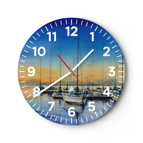 Wanduhr - Glasuhr - Ende eines guten Tages - 40x40 cm