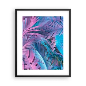 Poster in einem schwarzem Rahmen - Tropen in Rosa und Blau - 40x50 cm