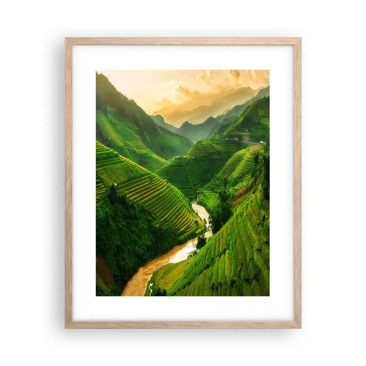 Poster in einem Rahmen aus heller Eiche - Vietnamesisches Tal - 40x50 cm