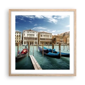 Poster in einem Rahmen aus heller Eiche - Paläste in Blau - 50x50 cm