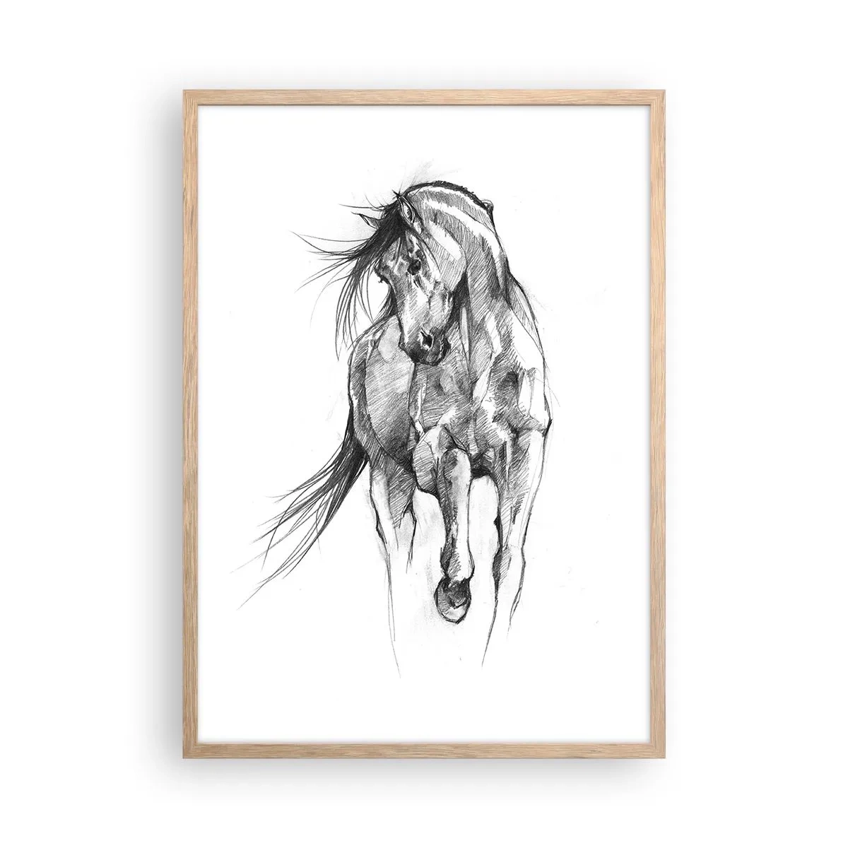 Poster in einem Rahmen aus heller Eiche - Im anmutigen Trab - 50x70 cm