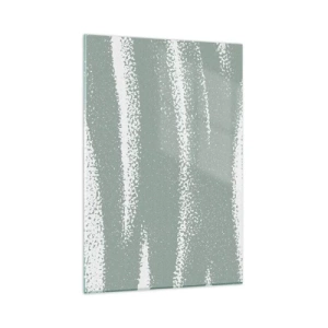 Glasbild - Bild auf glas - Winterwellen in Mint- und Weißtönen - 80x120cm - Abstraktion im Winterklima - Moderne Wanddekoration für Wohnzimmer und Schlafzimmer ARTTOR