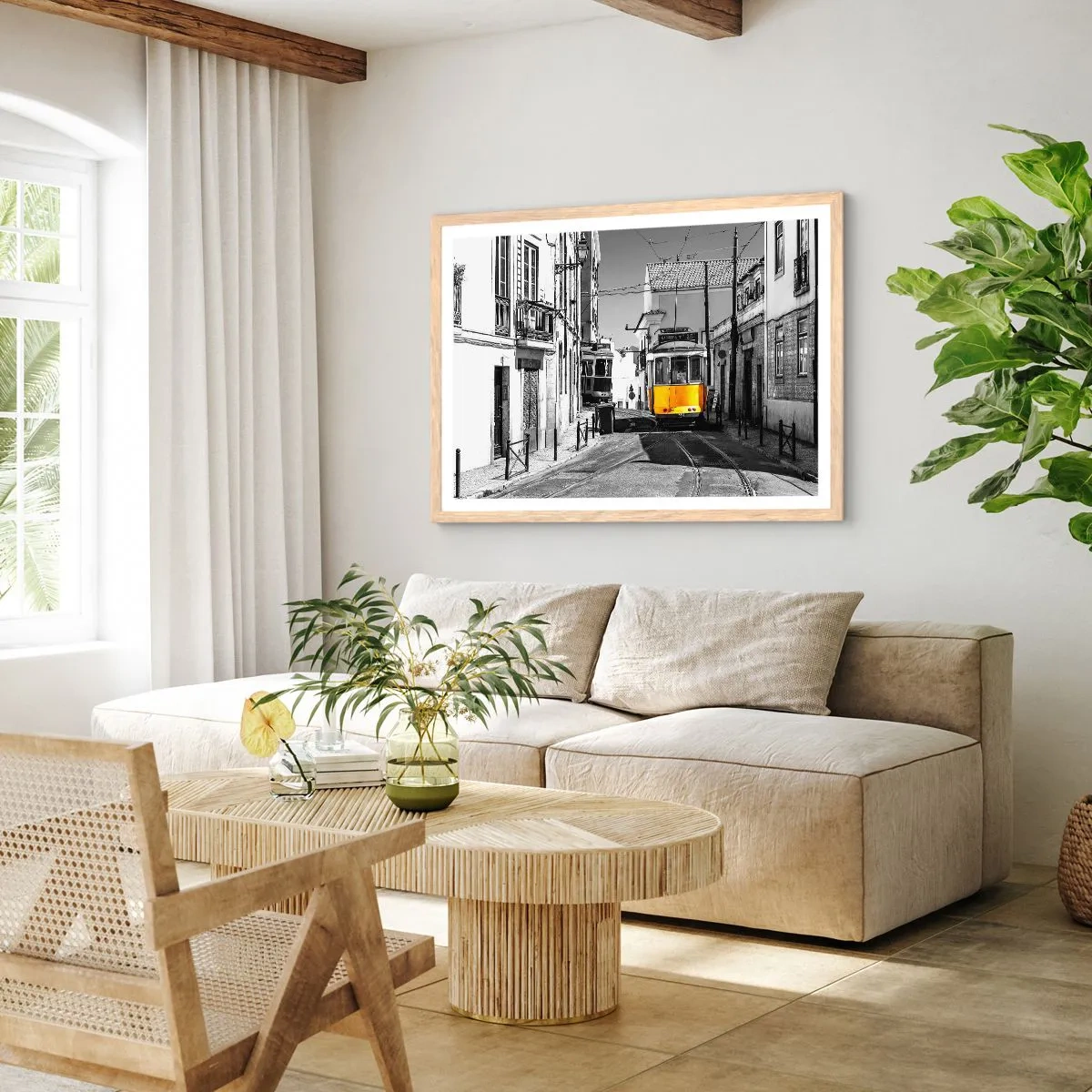 Poster in einem Rahmen aus heller Eiche - Der Geist von Lissabon - 70x50 cm