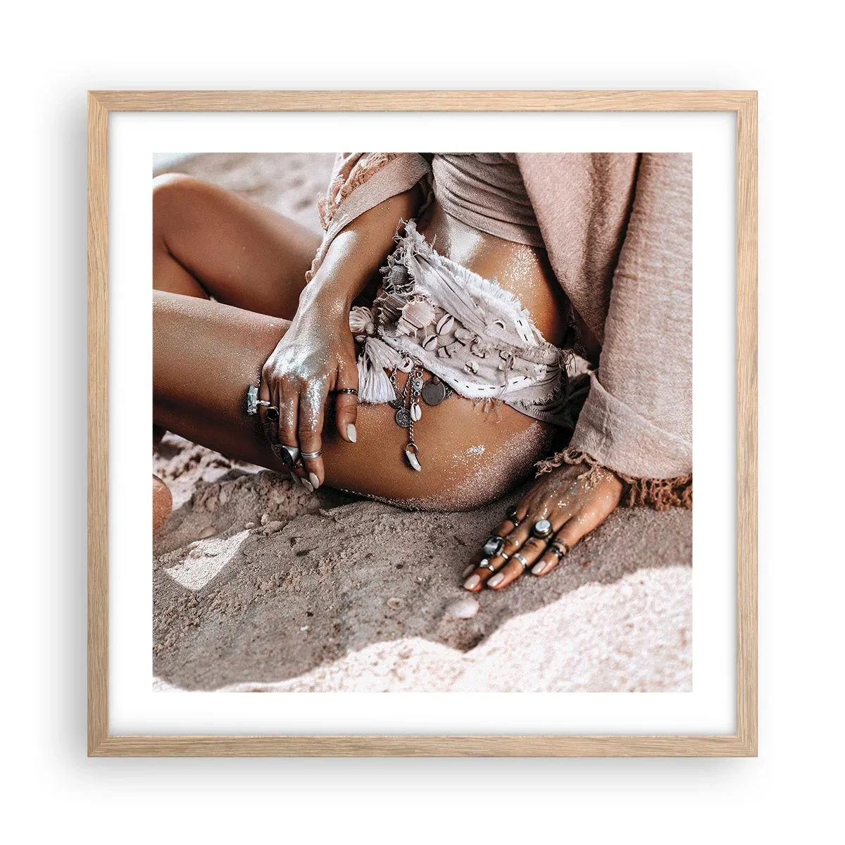 Poster in einem Rahmen aus heller Eiche - Von den Wellen geworfen? - 50x50 cm