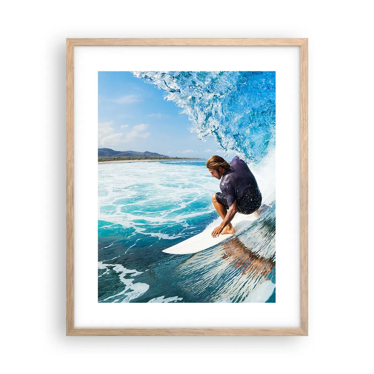 Poster in einem Rahmen aus heller Eiche - Tanzen mit den Wellen - 40x50 cm