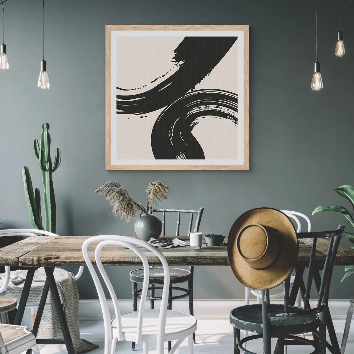 Poster in einem Rahmen aus heller Eiche - Ausladend und kreisförmig - 60x60 cm