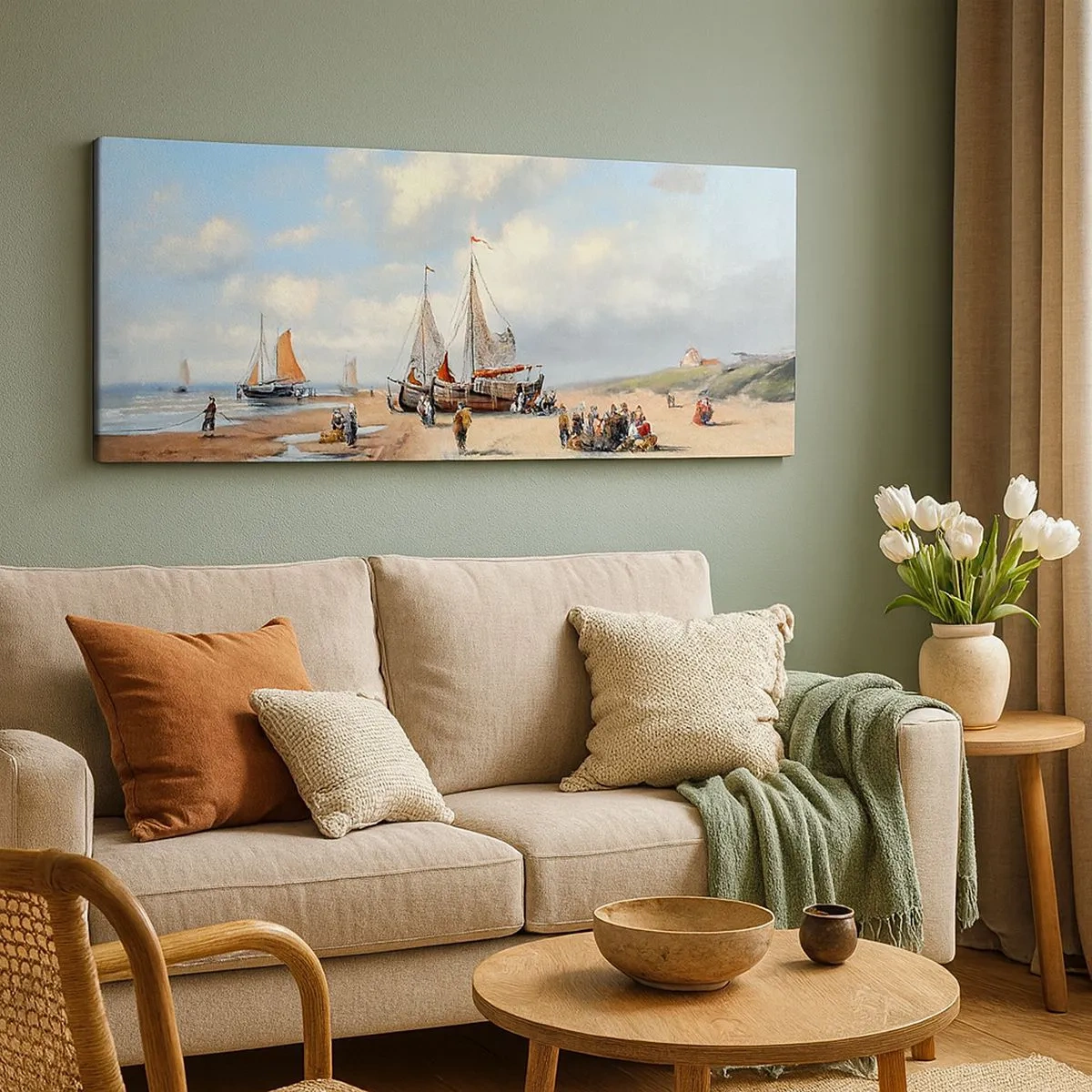 Bild auf Leinwand - Leinwandbild - Nach einem erfolgreichen Fischfang - 100x40 cm