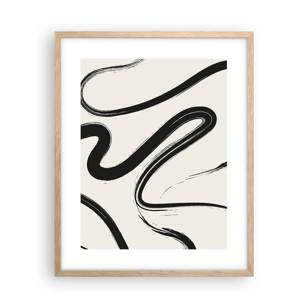 Poster in einem Rahmen aus heller Eiche - Schwarz-Weiß-Laune - 40x50 cm