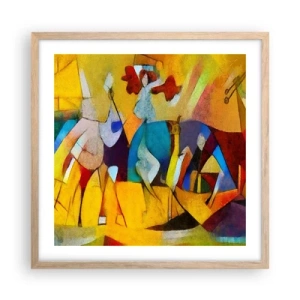 Poster in einem Rahmen aus heller Eiche - Sonne - Leben - Freude - 50x50 cm