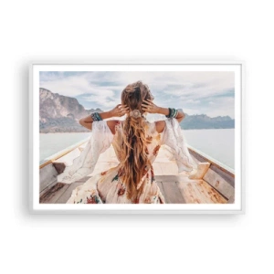 Poster in einem weißen Rahmen - Auf dem Weg zum Glück - 100x70 cm