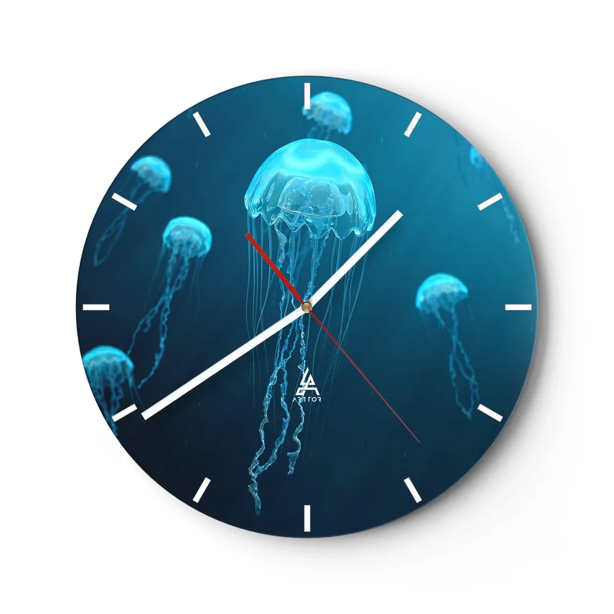 Wanduhr - Glasuhr - Ozeantanz - 40x40 cm
