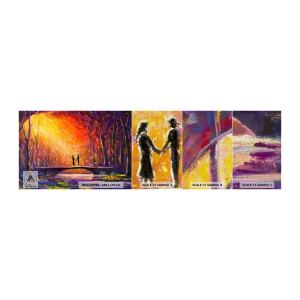 Fototapeten Muster Premium Canvas - Der Himmel liebt sie auch - Abstraktion, Liebespaar, Landschaft - 100x30 cm
