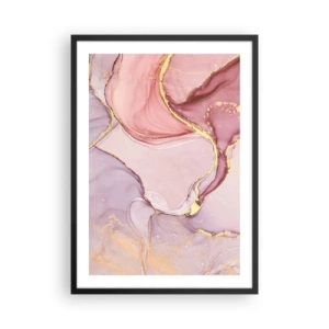 Poster in einem schwarzem Rahmen - Eine abstrakte Kombination aus Pastelltönen mit goldenen Akzenten. - 50x70cm - Eine Liebkosung der Farben - Moderne Wanddekoration für Wohnzimmer und Schlafzimmer ARTTOR
