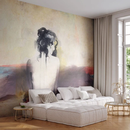 Fototapete Premium Canvas - Glatte Linien, ovale Formen - Frau, Körper, Stück - 350x256 cm
