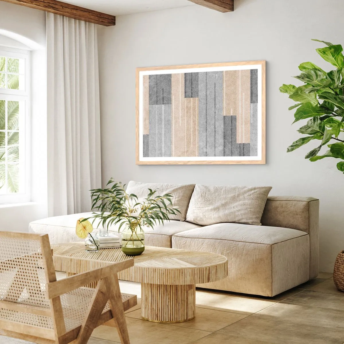 Poster in einem Rahmen aus heller Eiche - Komposition: Vertikal halten - 91x61 cm