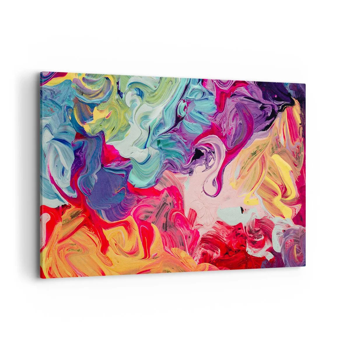 Bild auf Leinwand - Leinwandbild - Eine abstrakte Komposition mit lebendigen, wirbelnden Farben und einer dynamischen Struktur. - 120x80cm - Die Geburt der Farben - Moderne Wanddekoration für Wohnzimmer und Schlafzimmer ARTTOR