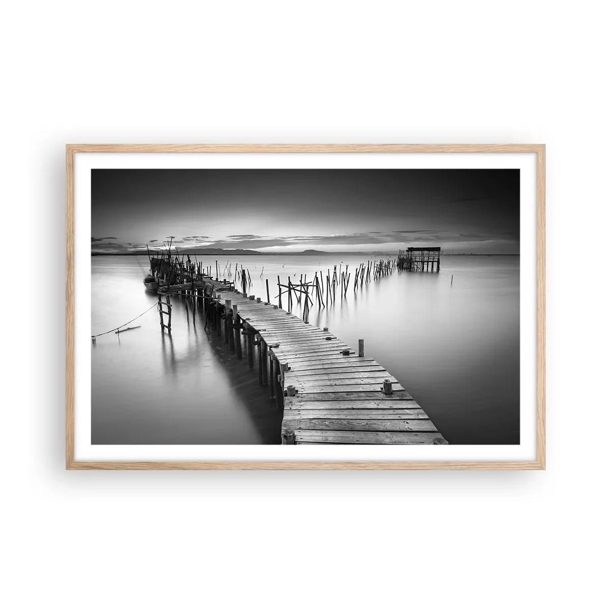 Poster in einem Rahmen aus heller Eiche - Der Frieden eines vergessenen Ufers - 91x61 cm