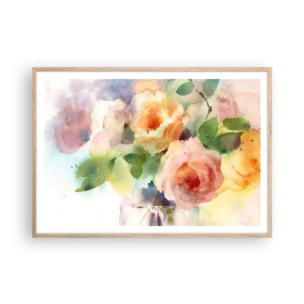 Poster in einem Rahmen aus heller Eiche - Zart wie Aquarell - 100x70 cm