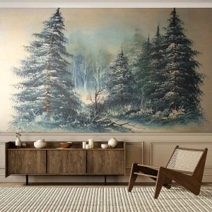 Fototapete Premium Canvas - Bereit für Weihnachten - Landschaft, Wald, Natur - 400x280 cm