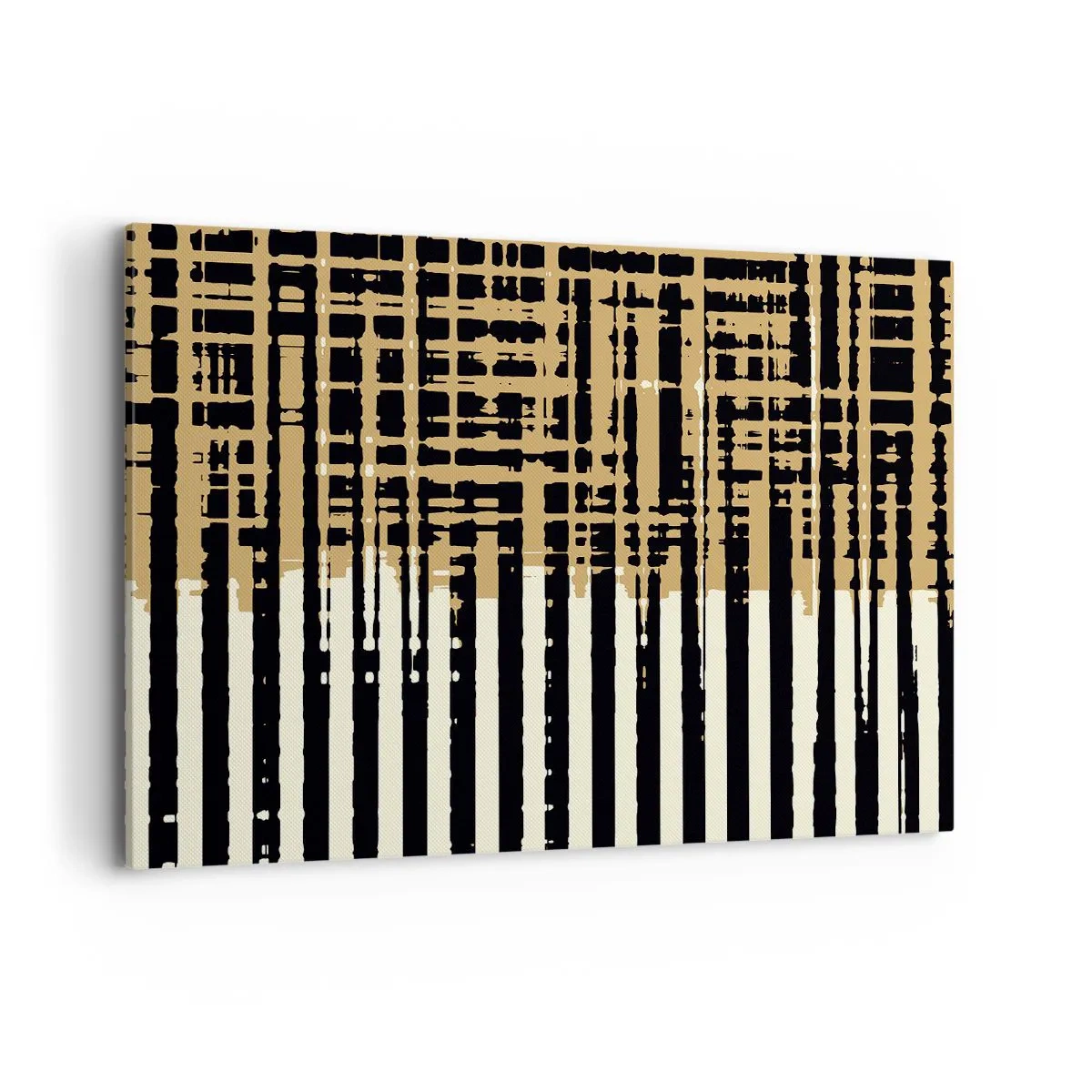 Bild auf Leinwand - Leinwandbild - Abstrakte Linien in Schwarz, Beige und Weiß - 120x80cm - Architektonische Abstraktion - Moderne Wanddekoration für Wohnzimmer und Schlafzimmer ARTTOR
