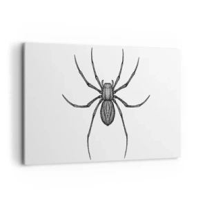 Bild auf Leinwand - Leinwandbild - Detail einer Spinne auf weißem Hintergrund im Cartoon-Stil - 120x80cm - Beunruhigende Präzision - Moderne Wanddekoration für Wohnzimmer und Schlafzimmer ARTTOR