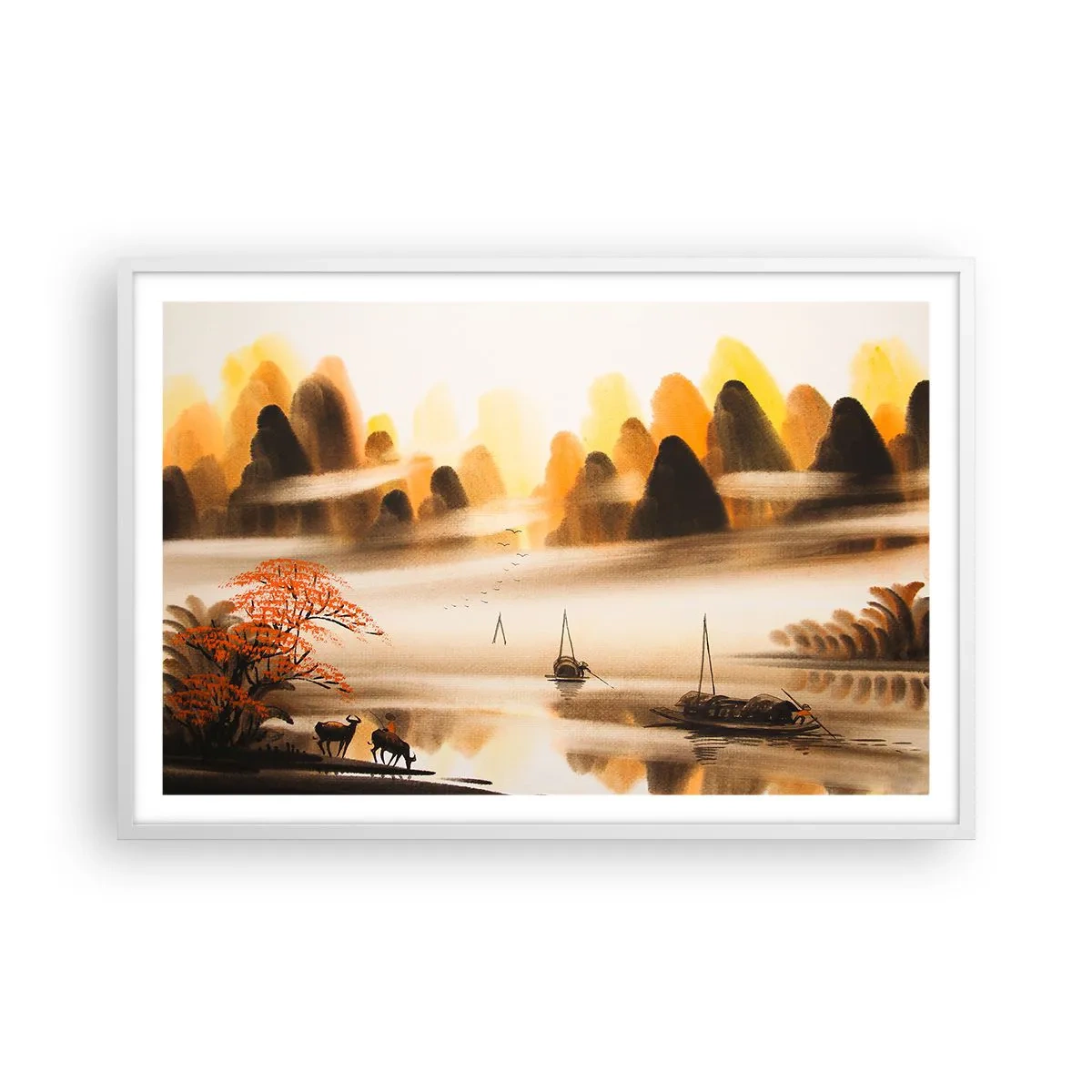 Poster in einem weißen Rahmen - Weiter als im Fernosten - 91x61 cm