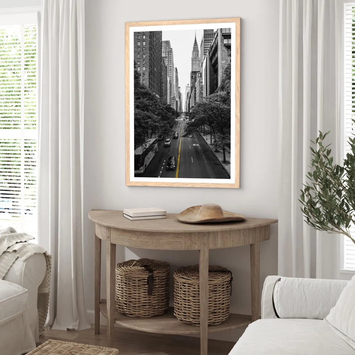 Poster in einem Rahmen aus heller Eiche - New Yorker Morgen - 70x100 cm