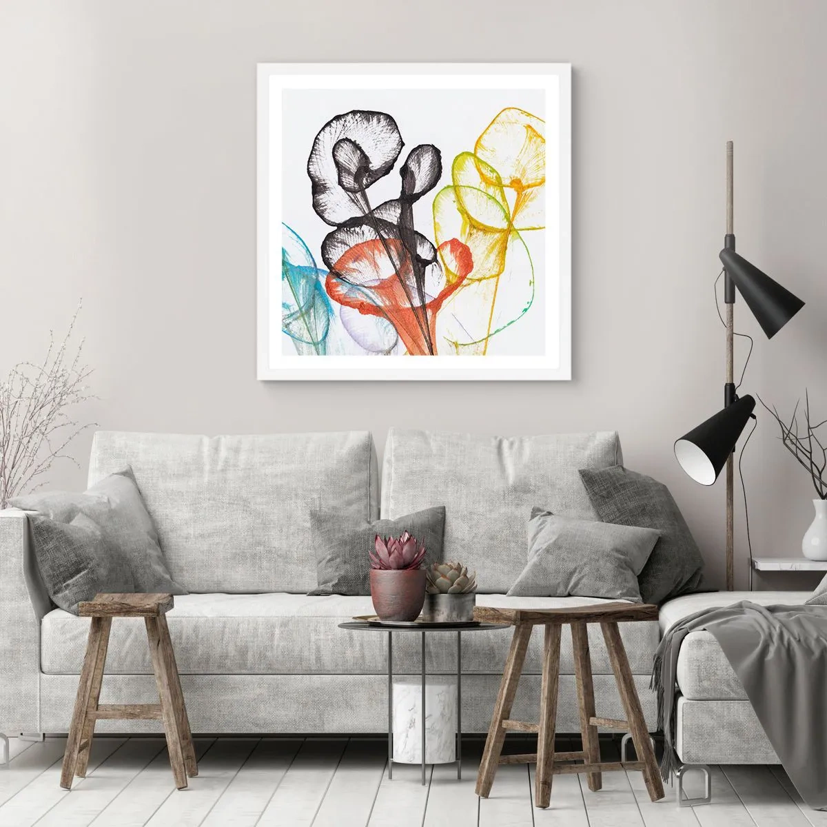 Poster in einem weißen Rahmen - Blumen mit Seele - 40x40 cm