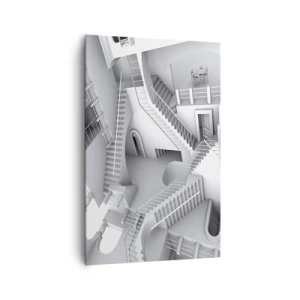 Bild auf Leinwand - Leinwandbild - Eine abstrakte Komposition aus Treppen in einer surrealistischen Raumanordnung - 80x120cm - Die Paradoxien des Weltraums - Moderne Wanddekoration für Wohnzimmer und Schlafzimmer ARTTOR
