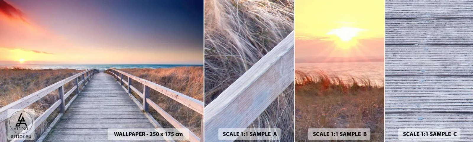 Fototapetenmuster Standard Eco - Baltische Abend-Aurora - Landschaft, Meer, Düne - 100x30 cm