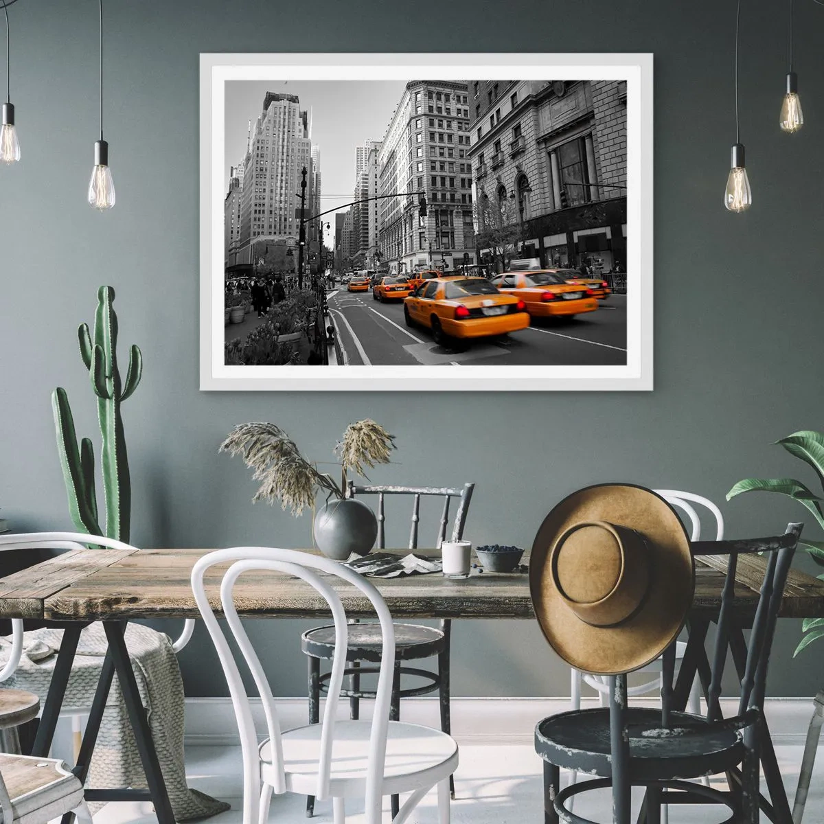 Poster in einem weißen Rahmen - Sonnen der Großstadt - 50x40 cm