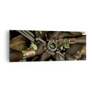 Bild auf Leinwand - Leinwandbild - Traditionelle Handarmbänder in einer Gruppe von Händen - 140x50cm - Wir sind zusammen - Moderne Wanddekoration für Wohnzimmer und Schlafzimmer ARTTOR