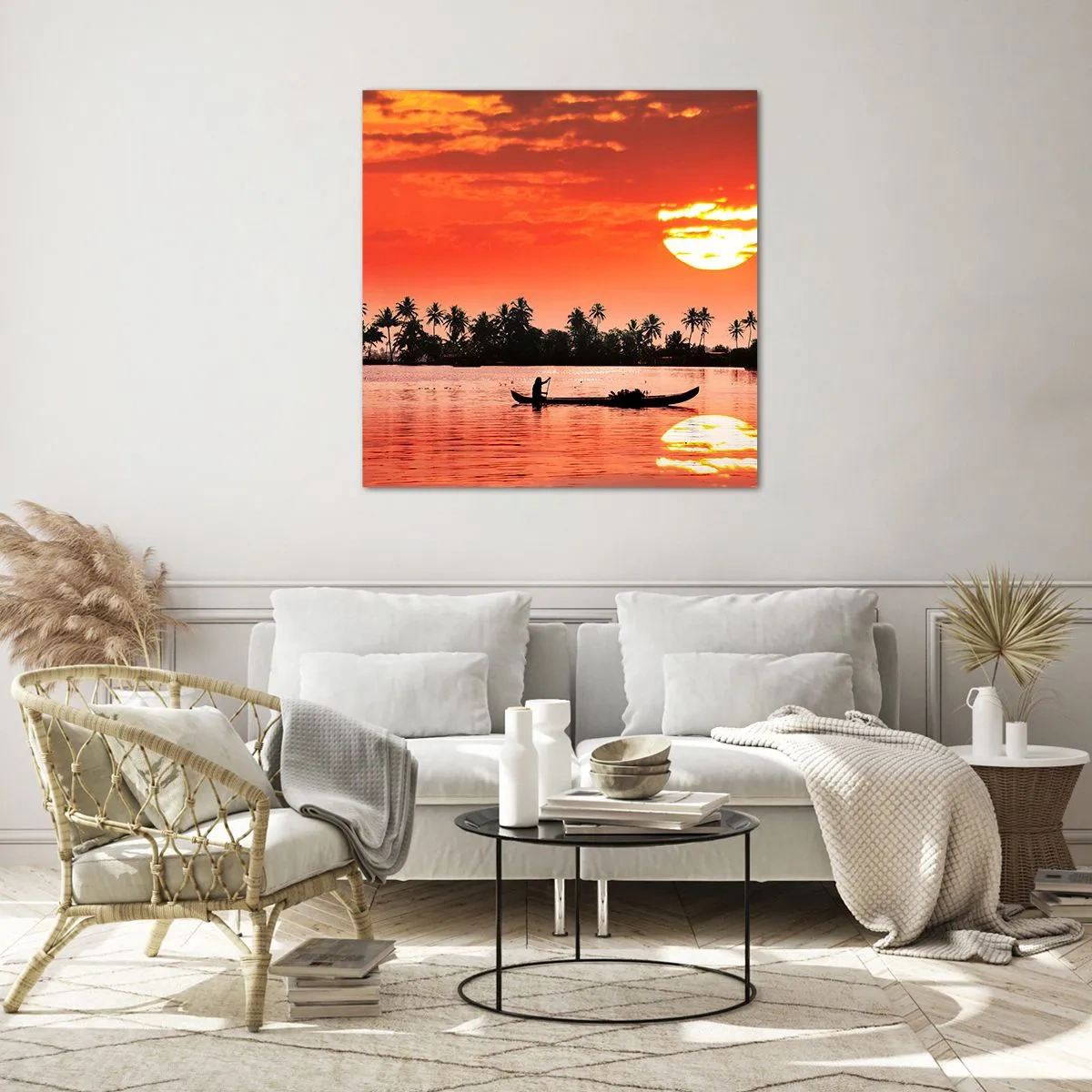 Glasbild - Bild auf glas - Die Ruhe der Tropen bei Sonnenuntergang - 30x30 cm