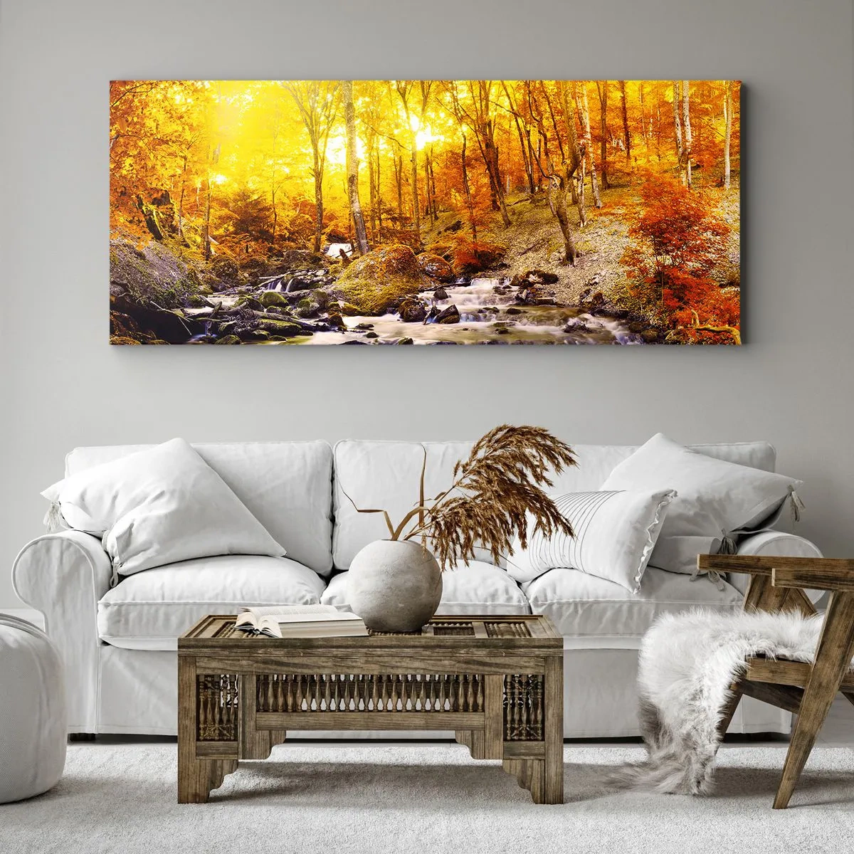 Bild auf Leinwand - Leinwandbild - In Gold und Platin gefasste Steine - 90x30 cm