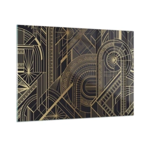 Glasbild - Bild auf glas - Geometrisches Art-Deco-Muster in Gold und Schwarz - 100x70cm - Konzepte, Ideen, Pläne - Moderne Wanddekoration für Wohnzimmer und Schlafzimmer ARTTOR
