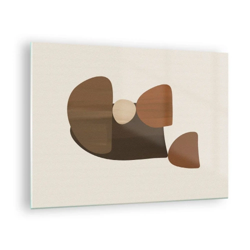 Glasbild - Bild auf glas - Abstrakte Komposition in Braun- und Beigetönen - 70x50cm - Komposition in Bronze - Moderne Wanddekoration für Wohnzimmer und Schlafzimmer ARTTOR